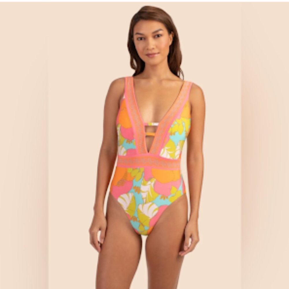 NWT Trina Turk Playa De Flor Plunge Maillot | Size: 12